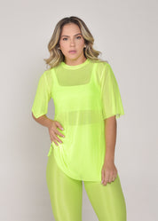 Blusa de Tule Nina Amarelo Neon