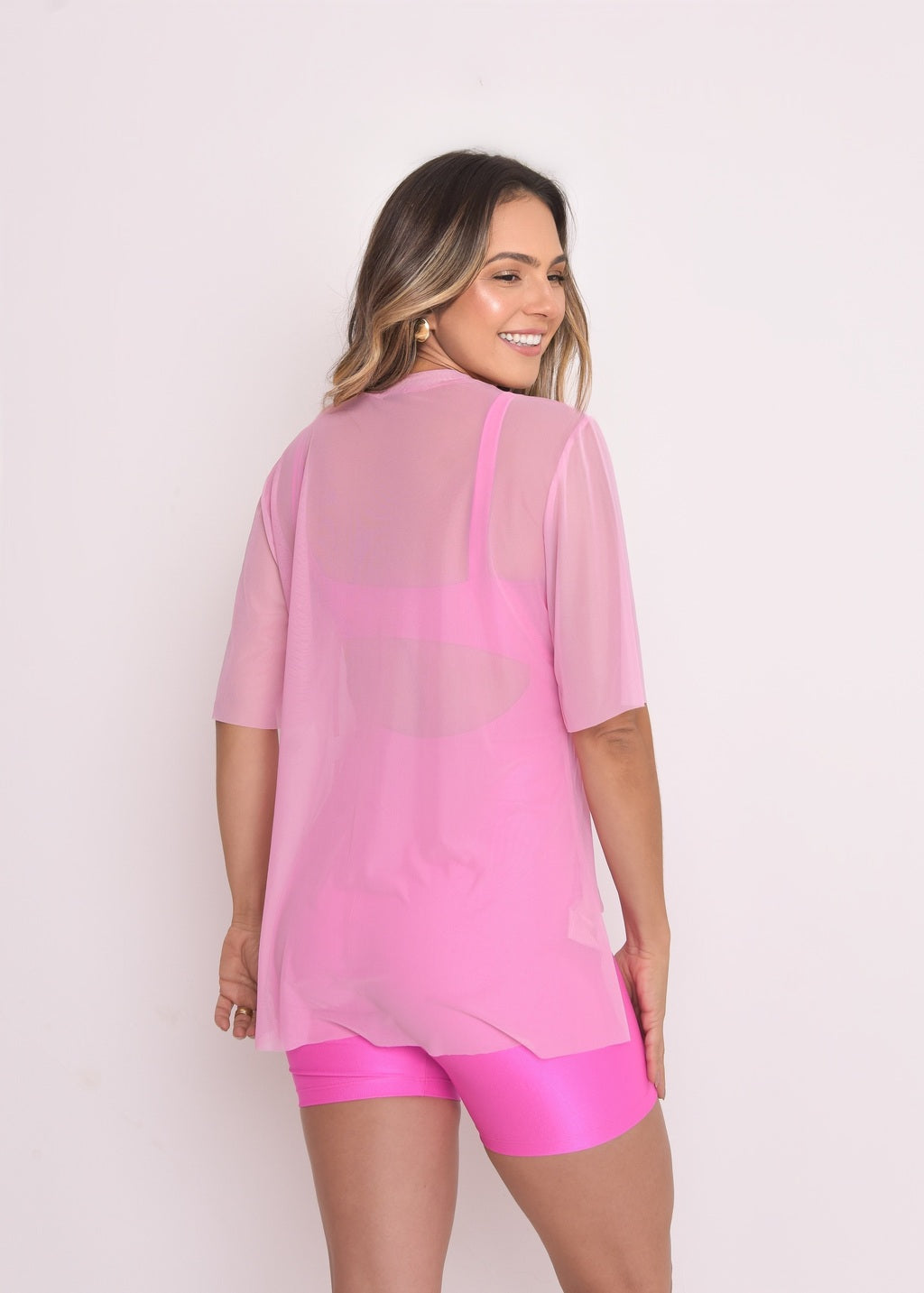 Blusa de Tule Nina Rosa bebê