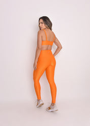 Calça Legging Microcanelada Lily Tangerina