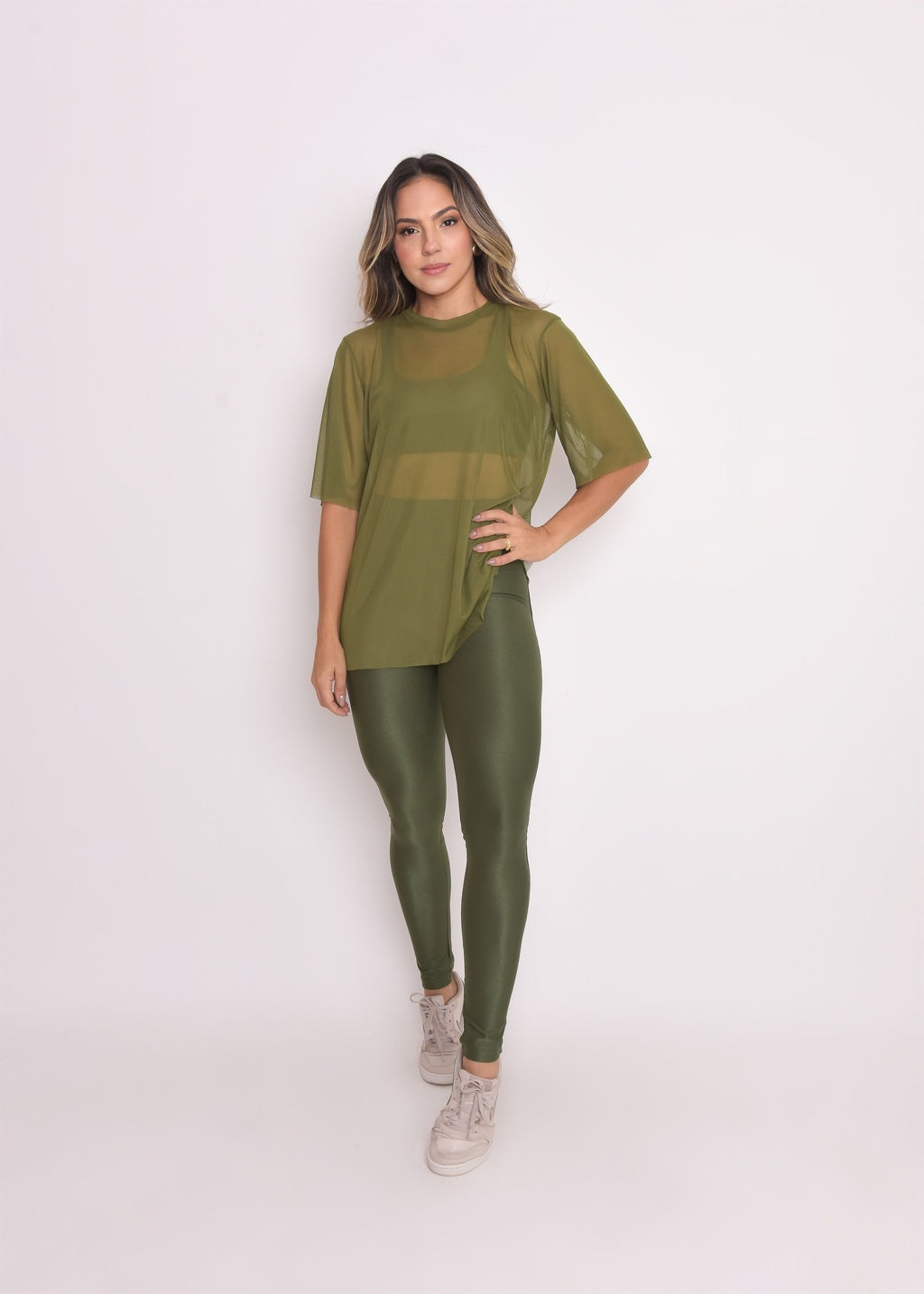 Blusa de Tule Nina Verde Militar