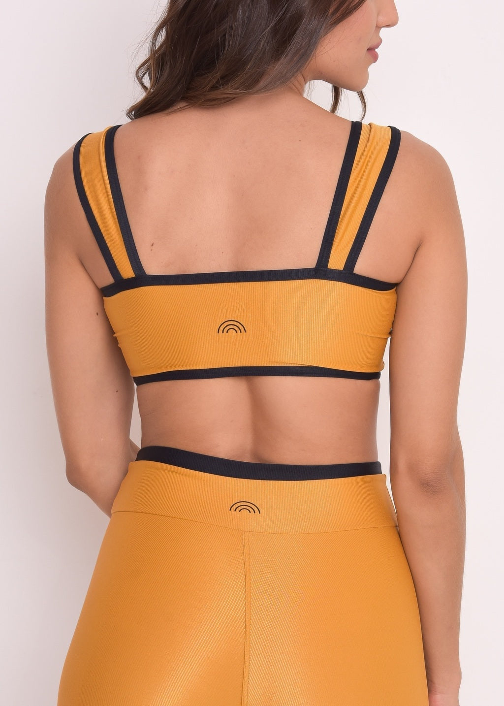 Calça Legging Alícia Bicolor Mostarda e Preto