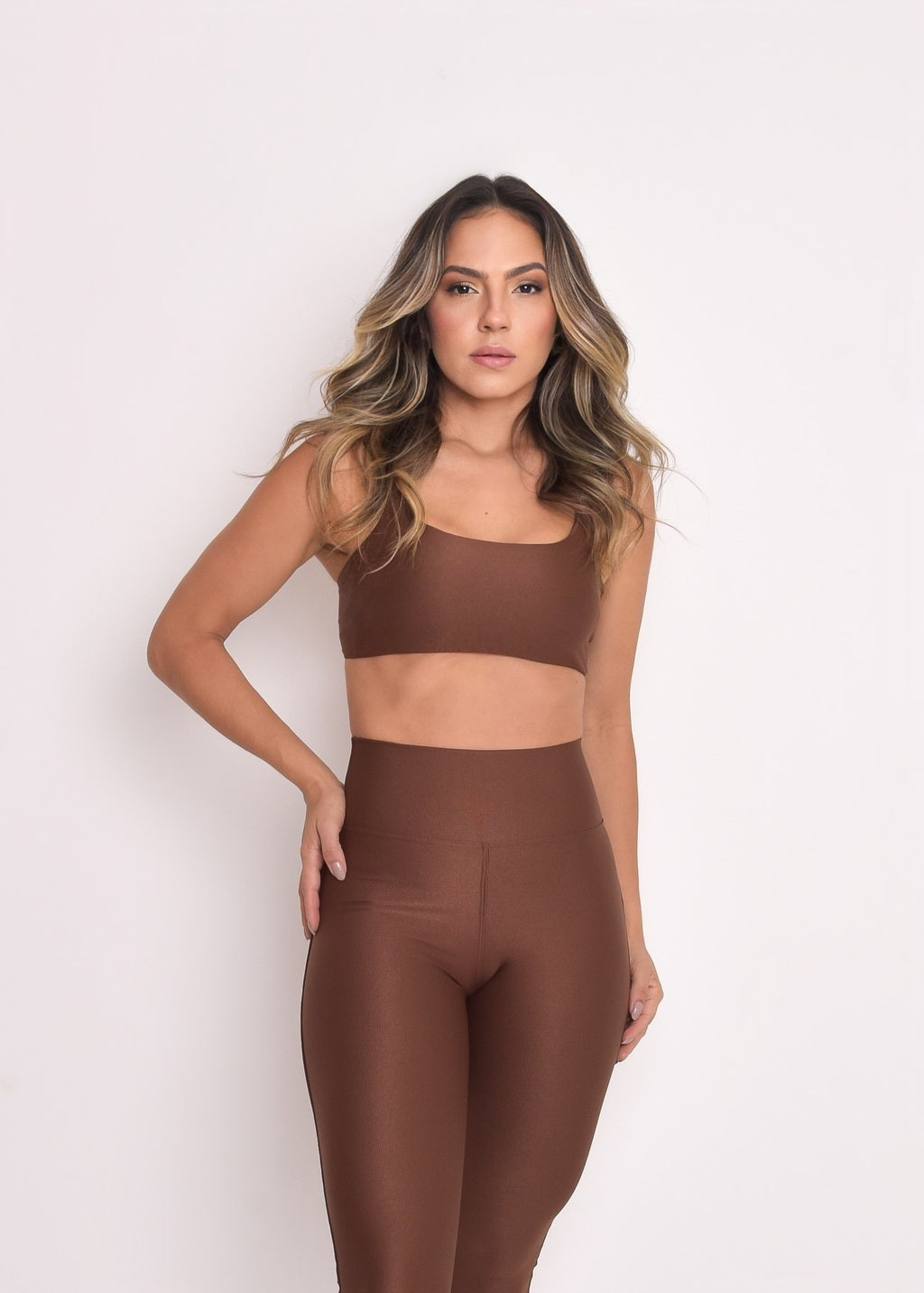Calça Legging Microcanelada Lily Coffee