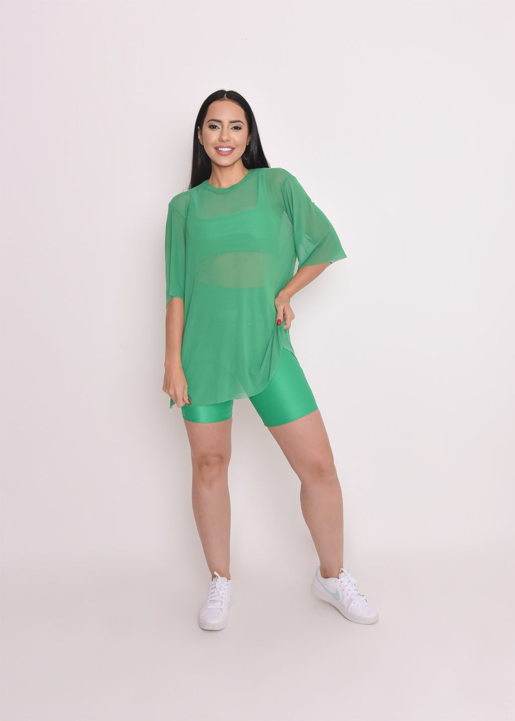 Top Microcanelado Ana Verde esmeralda