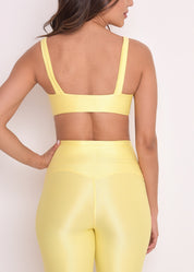 Calça Legging Microcanelada Lily Amarela Manteiga