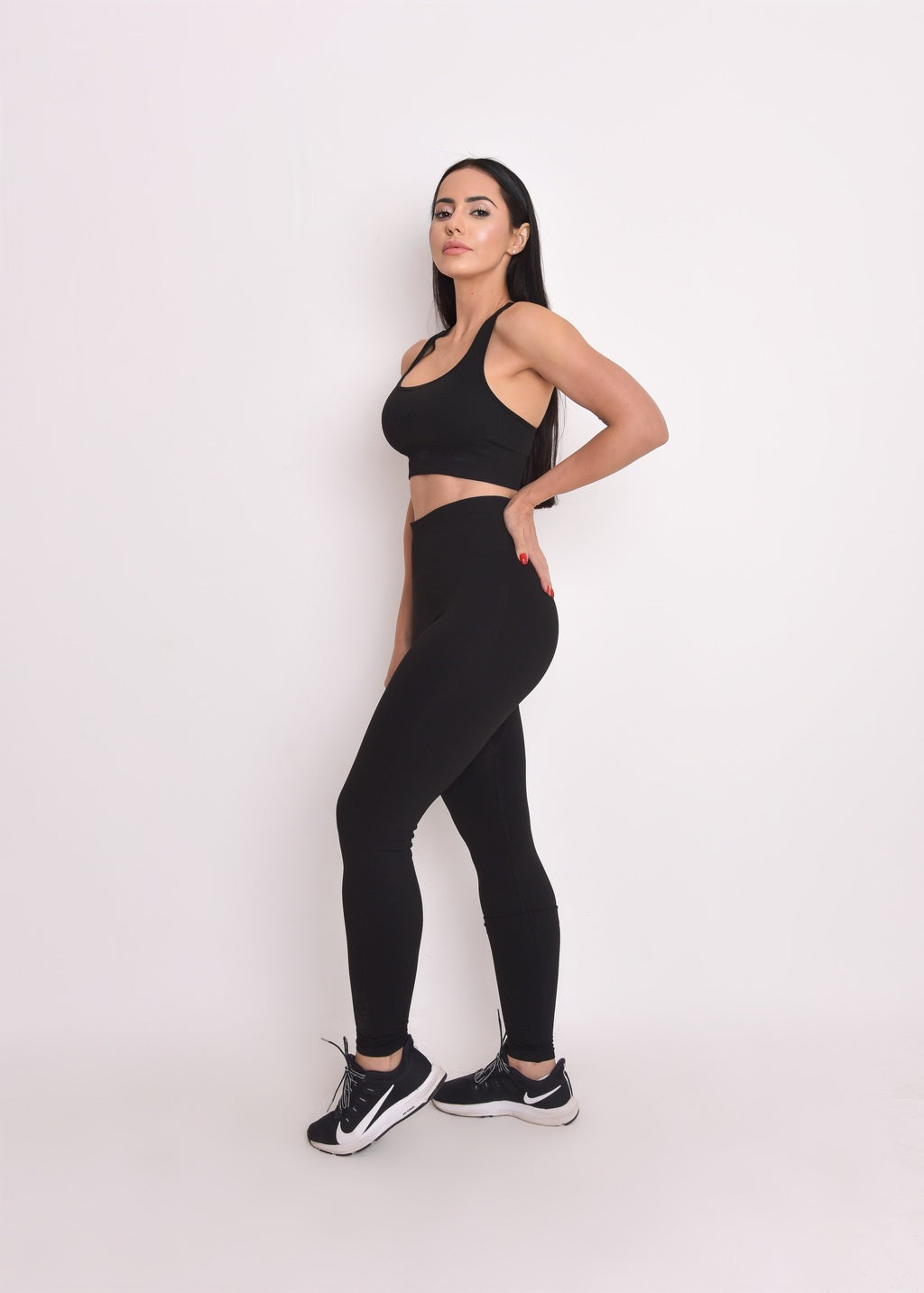 Calça Legging Seamless Sem Costura Bolso Lateral Preta