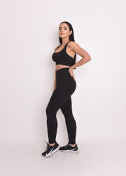 Calça Legging Seamless Sem Costura Bolso Lateral Preta