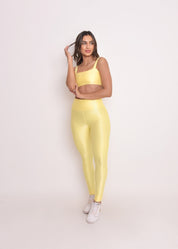 Calça Legging Microcanelada Lily Amarela Manteiga
