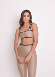 Top bicolor Alícia Cappucino e Marrom