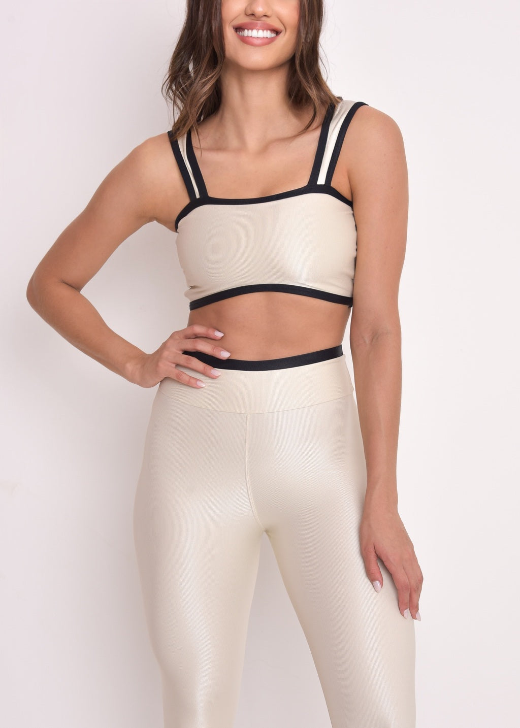 Top bicolor Alícia Vanilla e Preto