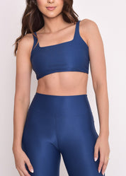 Top Fitness Microcanelado Lily Azul Marinho