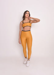 Top bicolor Alícia Mostarda e Preto