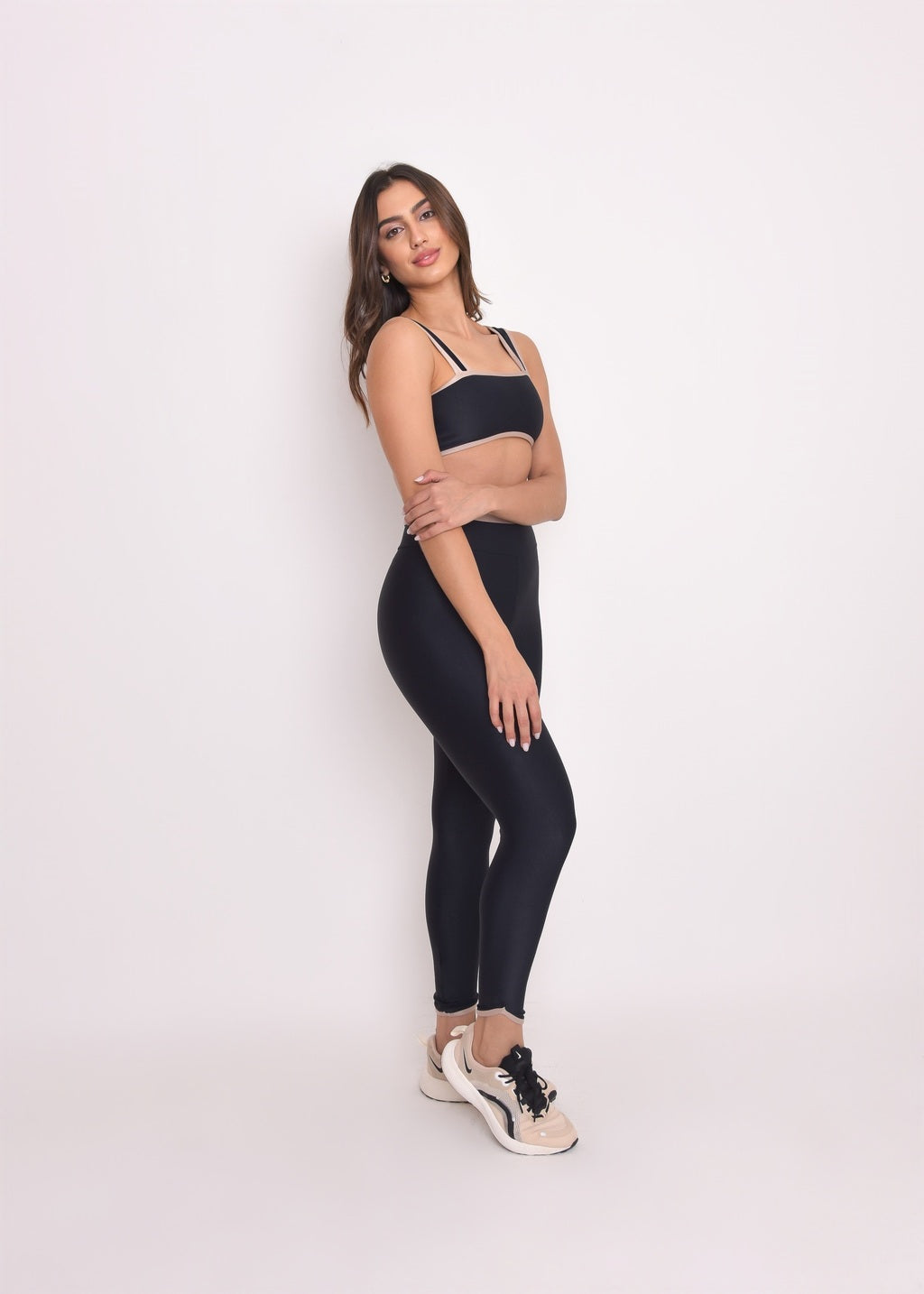 Calça Legging Alícia Bicolor Preto e Nude
