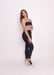 Calça Legging Alícia Bicolor Preto e Nude