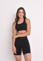 Bermuda Seamless Sem Costura Bolso Lateral Preta