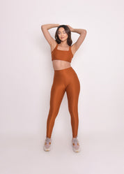 Calça Legging Microcanelada Lily Conhaque