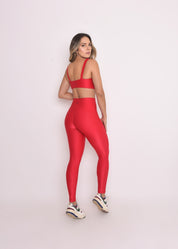 Calça Legging Microcanelada Lily Vermelha