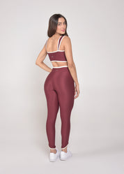 Calça Legging Alícia Bicolor Marsala e Off-White