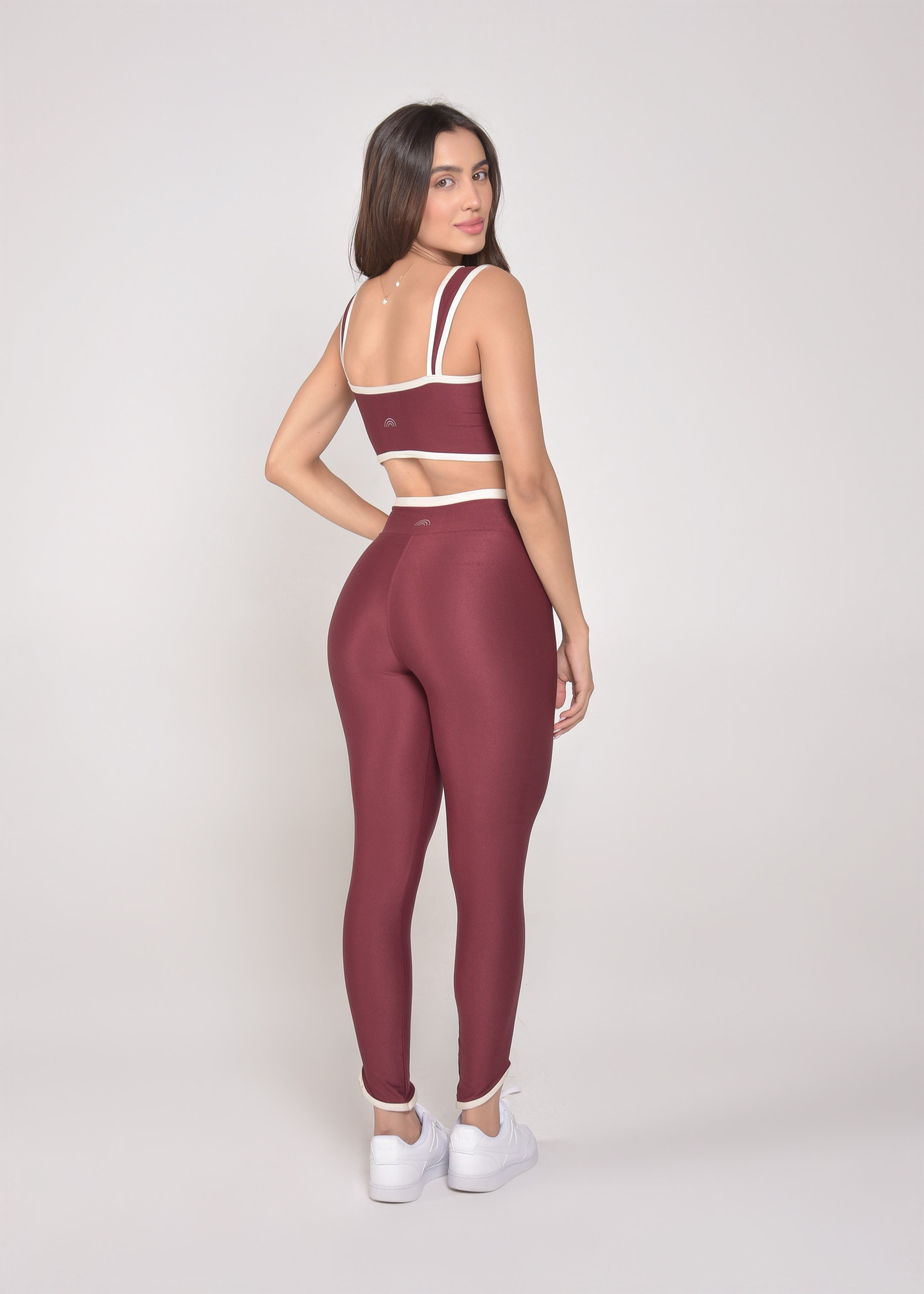 Calça Legging Alícia Bicolor Marsala e Off-White