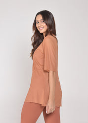 Blusa de Tule Nina Conhaque