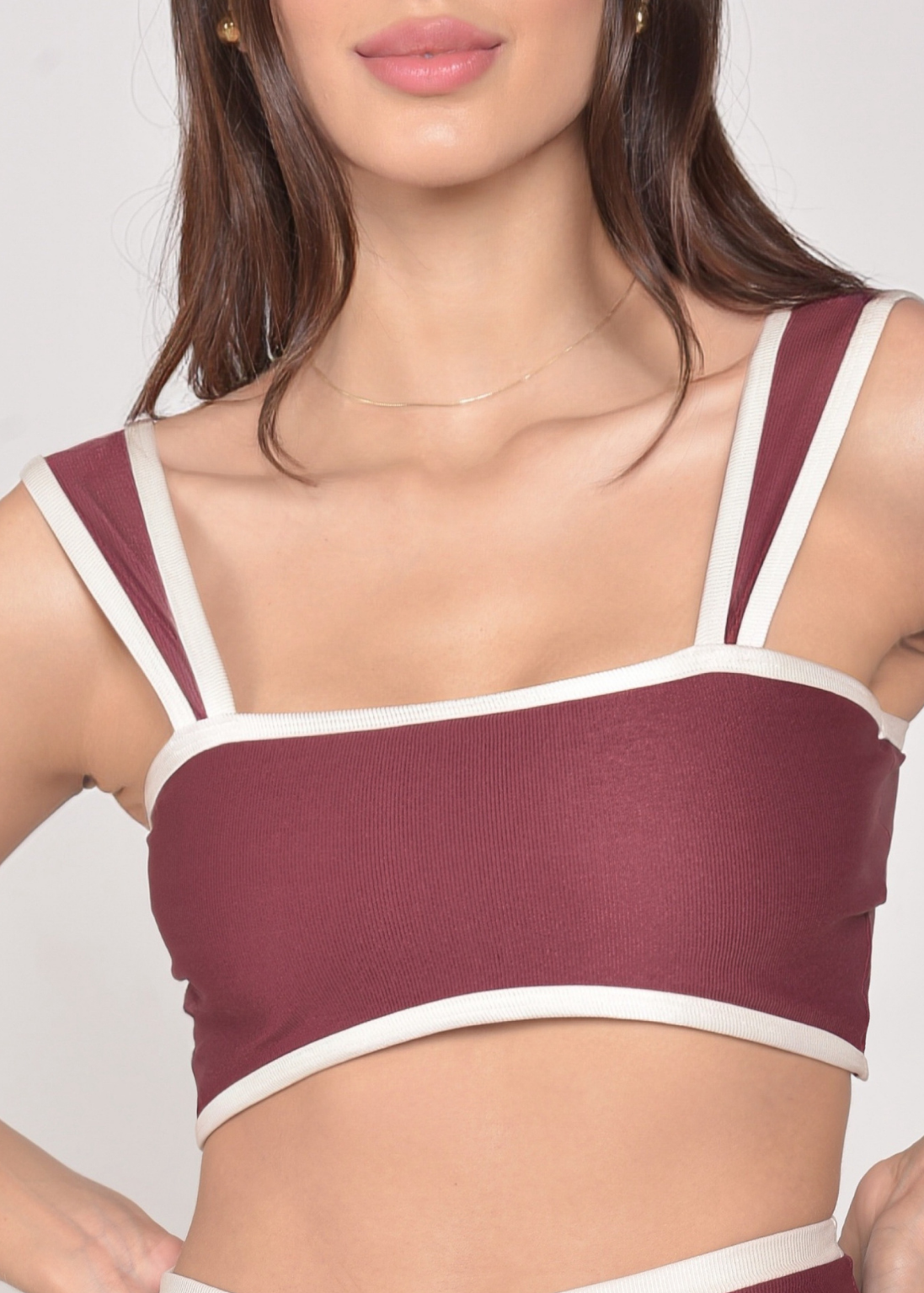 Top bicolor Alícia Marsala com off