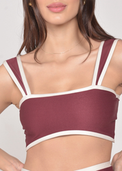 Top bicolor Alícia Marsala com off