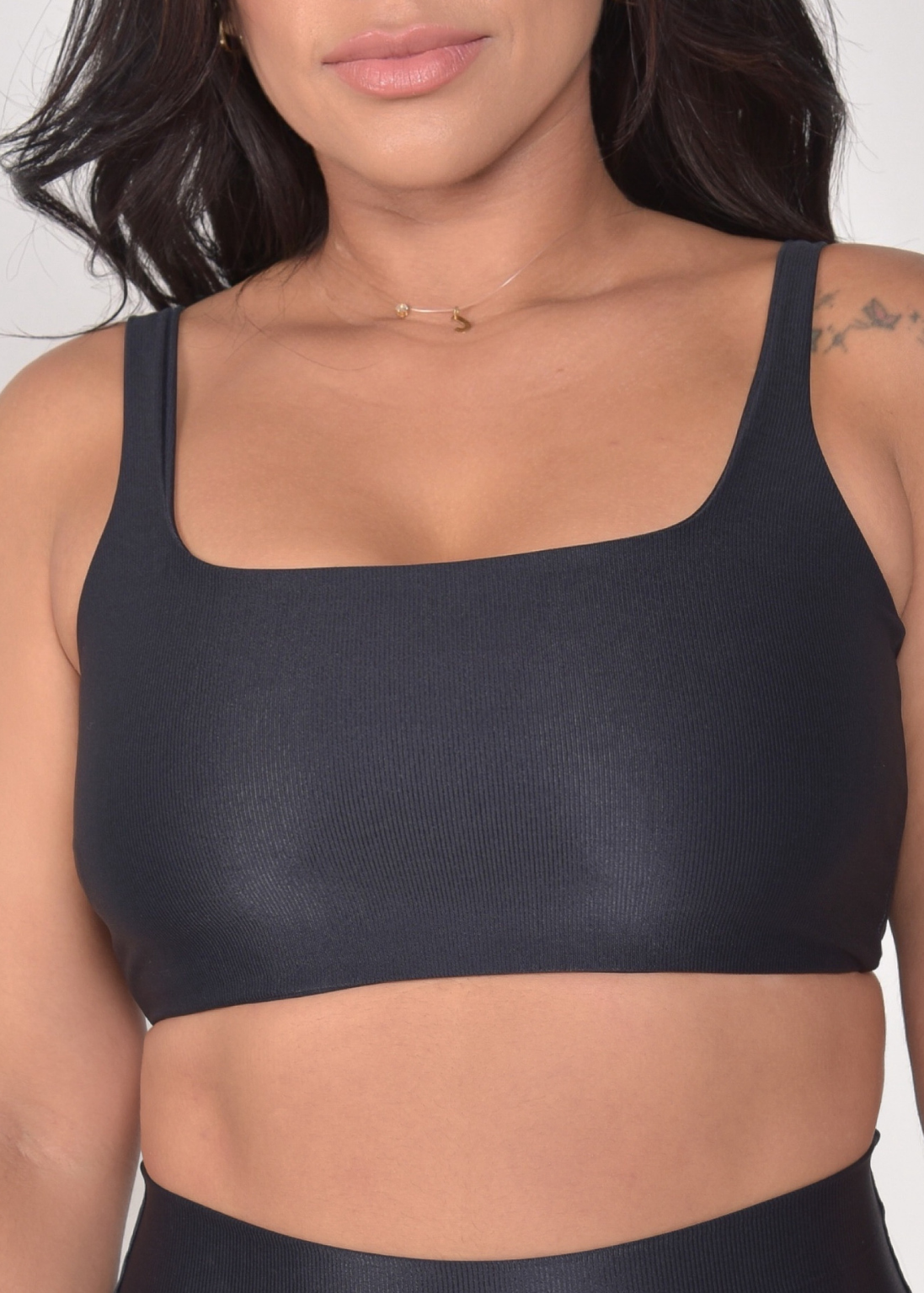 Top Fitness Microcanelado Lily Preto