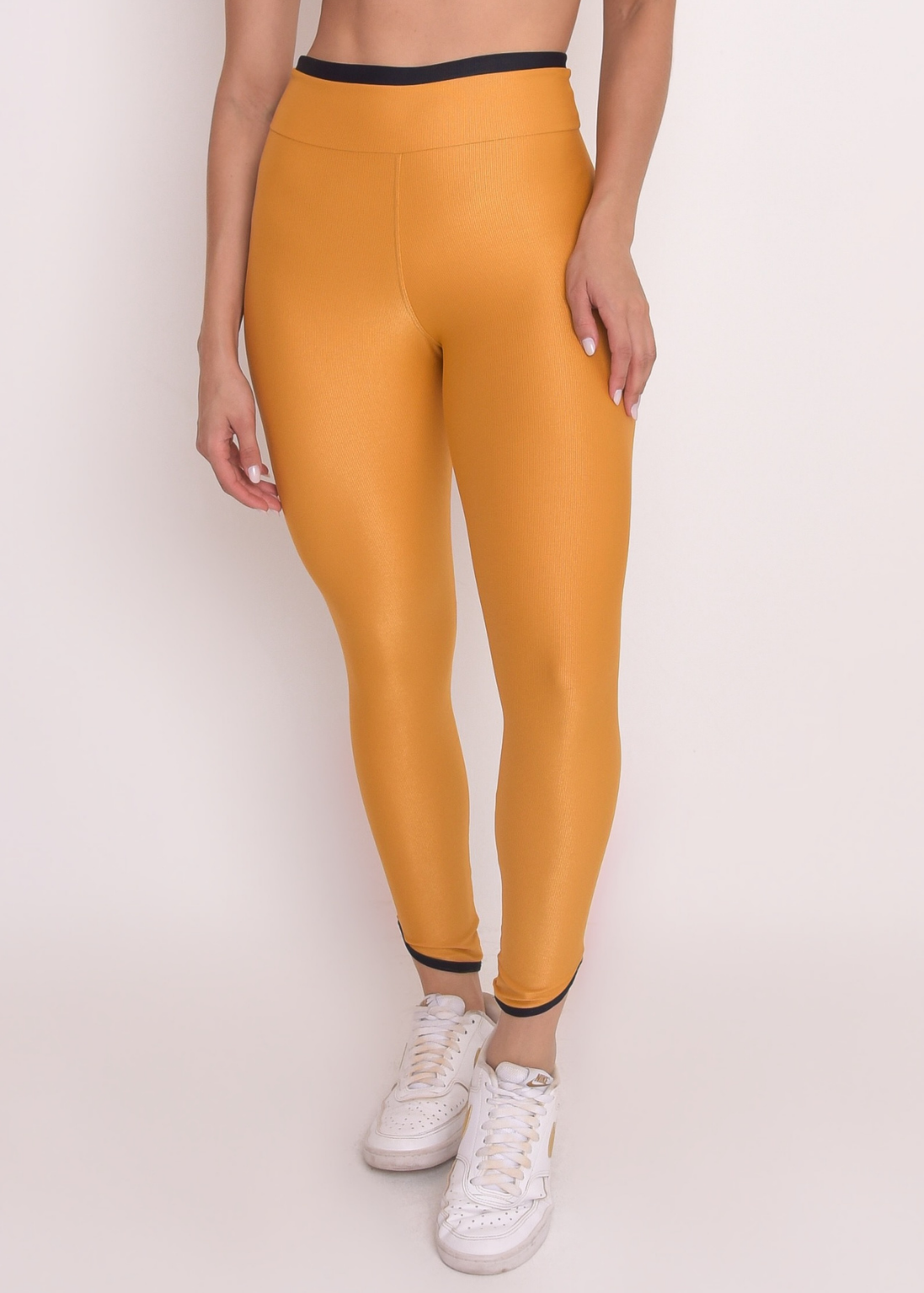 Calça Legging Alícia Bicolor Mostarda e Preto