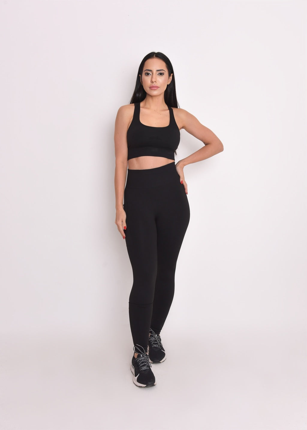 Calça Legging Seamless Sem Costura Bolso Lateral Preta