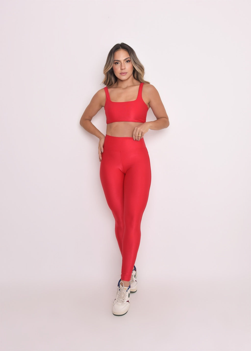 Calça Legging Microcanelada Lily Vermelha