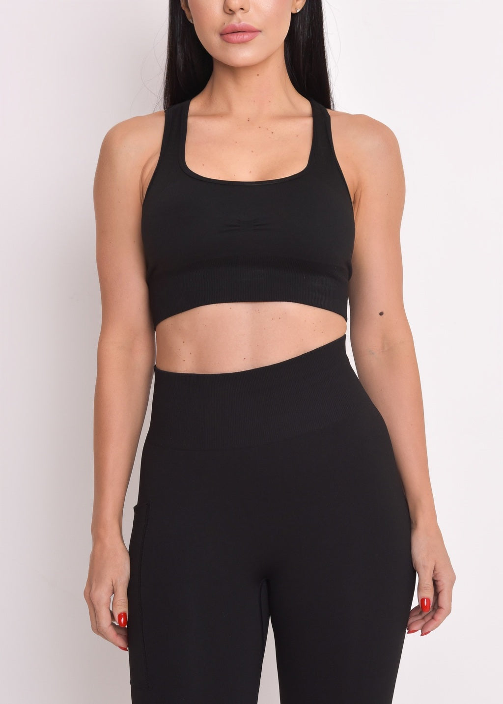 Calça Legging Seamless Sem Costura Bolso Lateral Preta