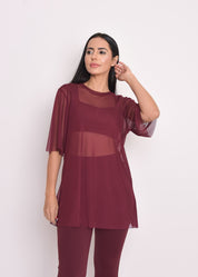 Blusa de Tule Nina Marsala