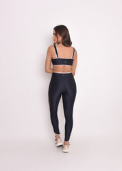 Calça Legging Alícia Bicolor Preto e Nude