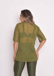 Blusa de Tule Nina Verde Militar