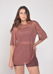 Blusa de Tule Nina Marrom