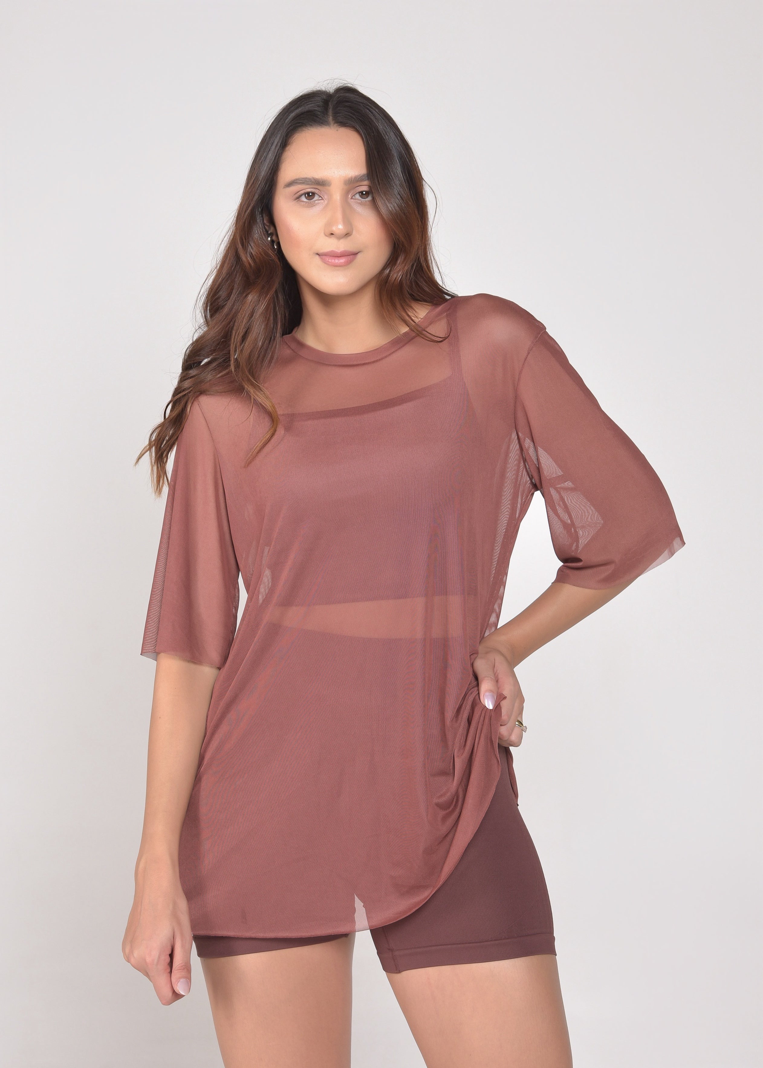 Blusa de Tule Nina Marrom