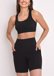 Bermuda Seamless Sem Costura Bolso Lateral Preta