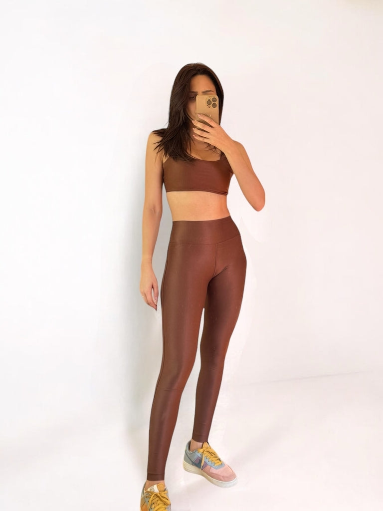 Calça Legging Microcanelada Lily Coffee