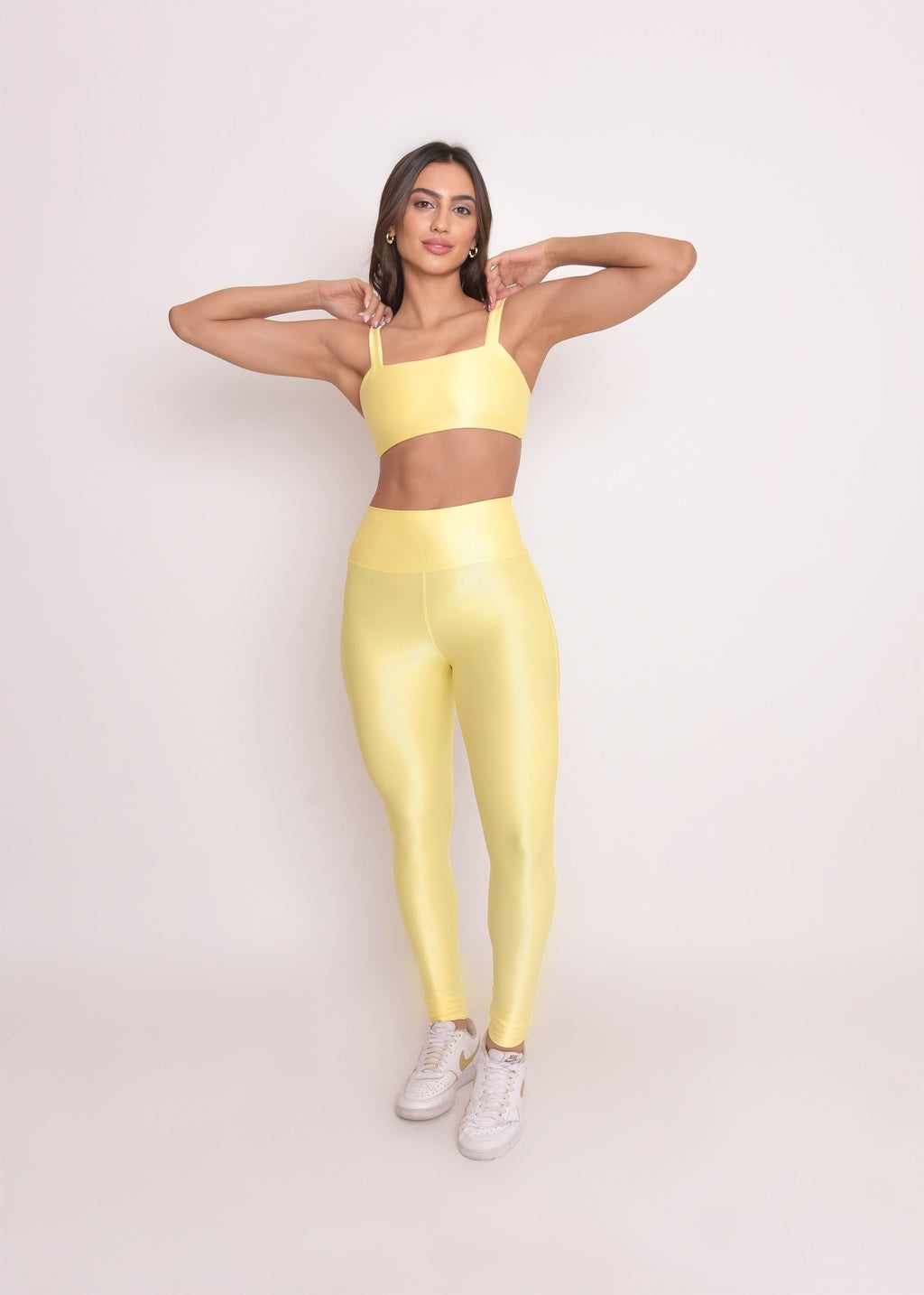 Calça Legging Microcanelada Lily Amarela Manteiga