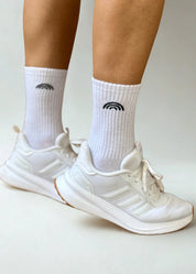 Meia Rainbow Algodão Branca Logo Preta