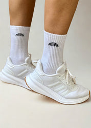 Meia Rainbow Algodão Branca Logo Preta