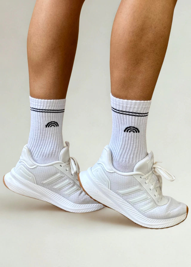 Meia Rainbow Algodão Branca Listra Preta