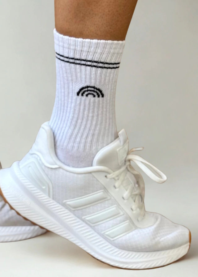 Meia Rainbow Algodão Branca Listra Preta