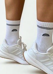 Meia Rainbow Algodão Branca Listra Preta