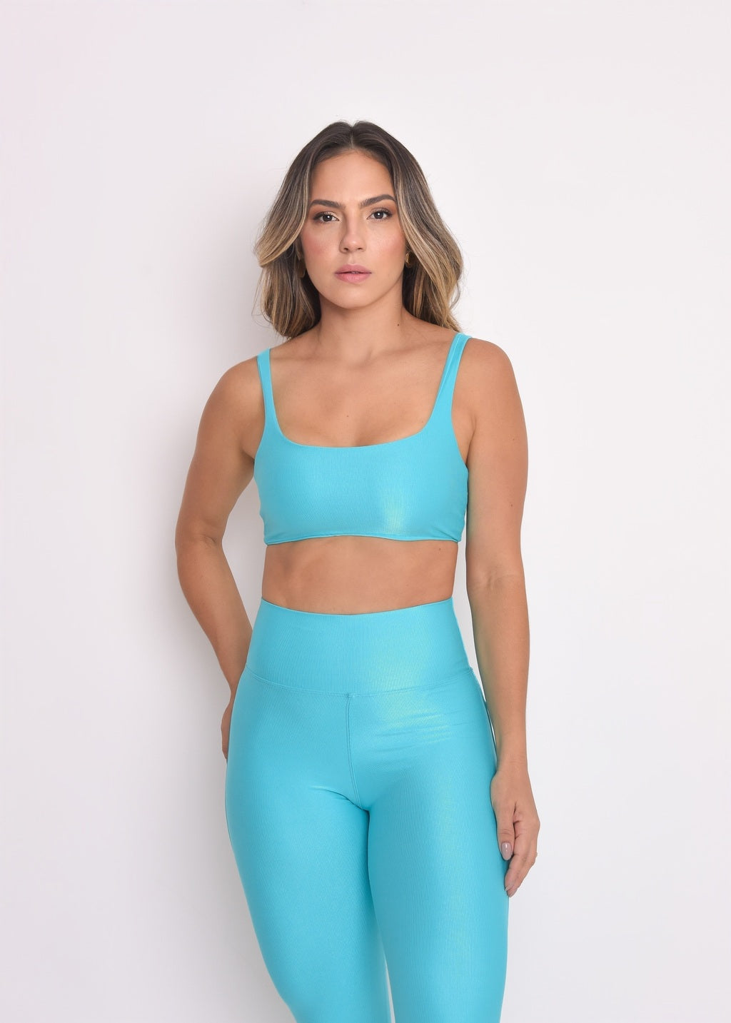Top Fitness Microcanelado Lily Azul Piscina