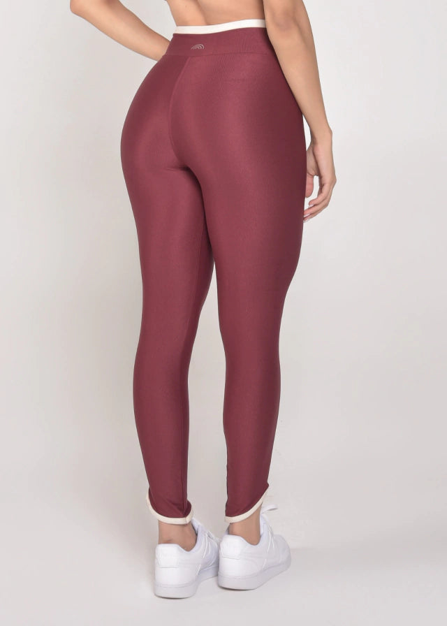 Calça Legging Alícia Bicolor Marsala e Off-White