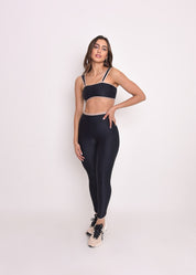 Calça Legging Alícia Bicolor Preto e Nude