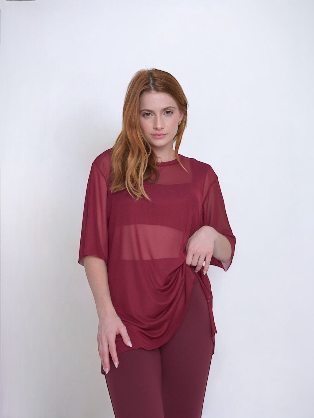 Blusa de Tule Nina Marsala