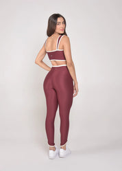 Calça Legging Alícia Bicolor Marsala e Off-White