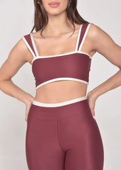 Calça Legging Alícia Bicolor Marsala e Off-White
