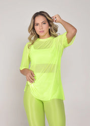 Blusa de Tule Nina Amarelo Neon